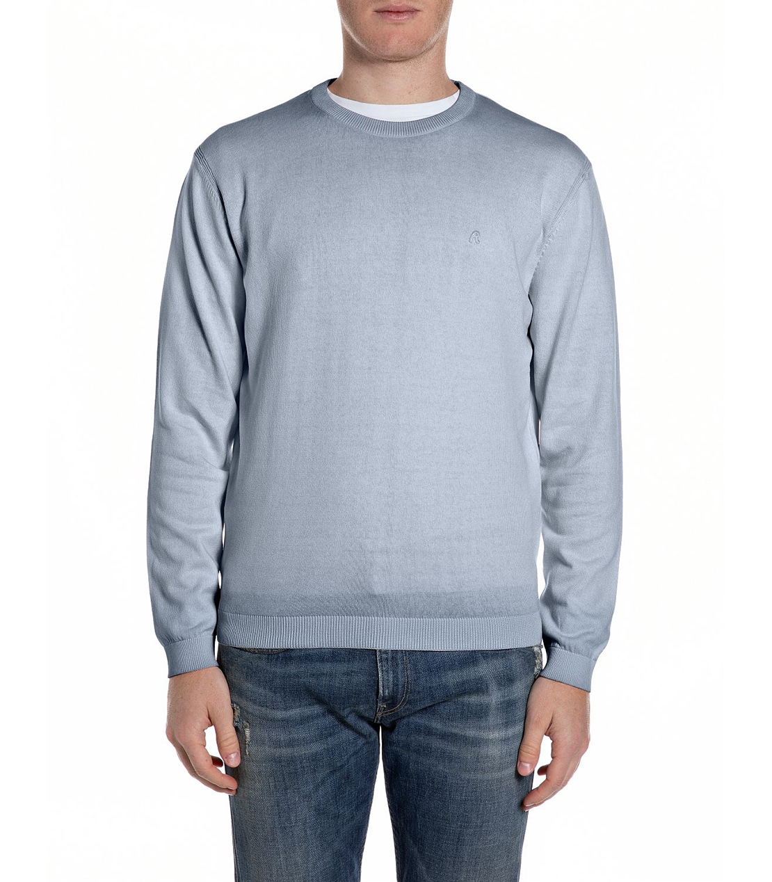 オンブレコットンクルーネックロングスリーブセーター